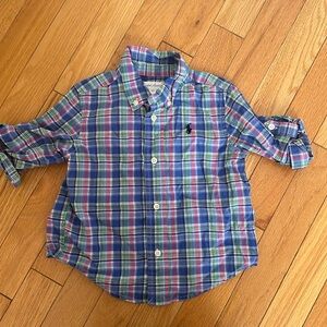 RALPH LAUREN TODDLER BOYS PLAID BUTTON DOWN SHIRT!